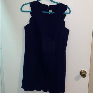 J Crew Navy Size 4 Scalloped Shift Dress